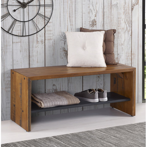 Loon Peak® Osterhoudt Solid Wood Shelves Storage Bench & Reviews Wayfair